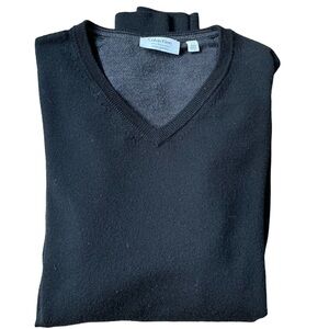 CK Calvin Klein 100% Merino Wool V-neck Black Pullover Sweater Size:‎ L